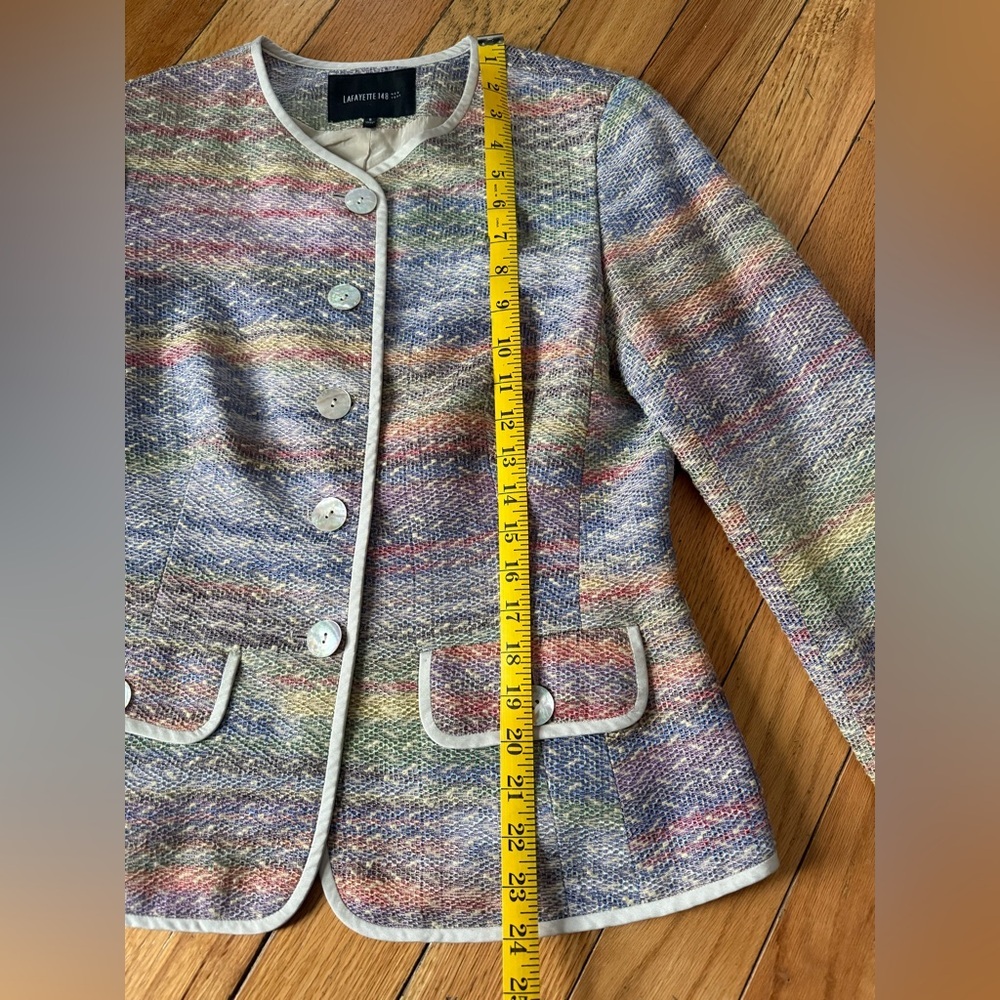 Lafayette 148 Jacket Blazer Pink Green Yellow Cotton Blend Women’s Size 6 - Picture 13 of 16